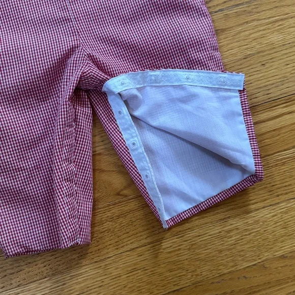 PETIT BEBE BNWT Jon Jon Heart Dump Truck Smocked Romper in Red Check Size 9M - Picture 5 of 6